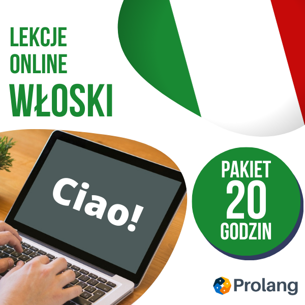 WŁOSKI - Pakiet 20 indywidualnych godzin zajęć ONLINE (120zł / godz.)